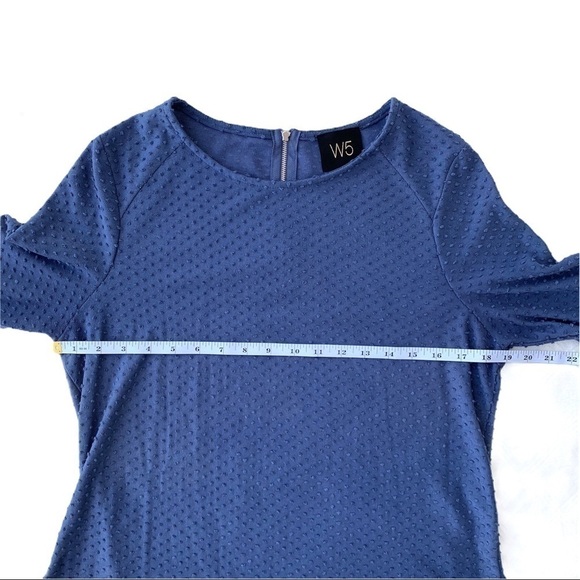 W5 Anthro Blue Swiss Dot Polkadot Textured Bell Sleeve Blouse Size Small - Picture 10 of 14